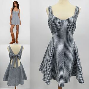Princess Polly Honeysucker Floaty Playsuit Blue Gingham Skort Dress Boho Size 12
